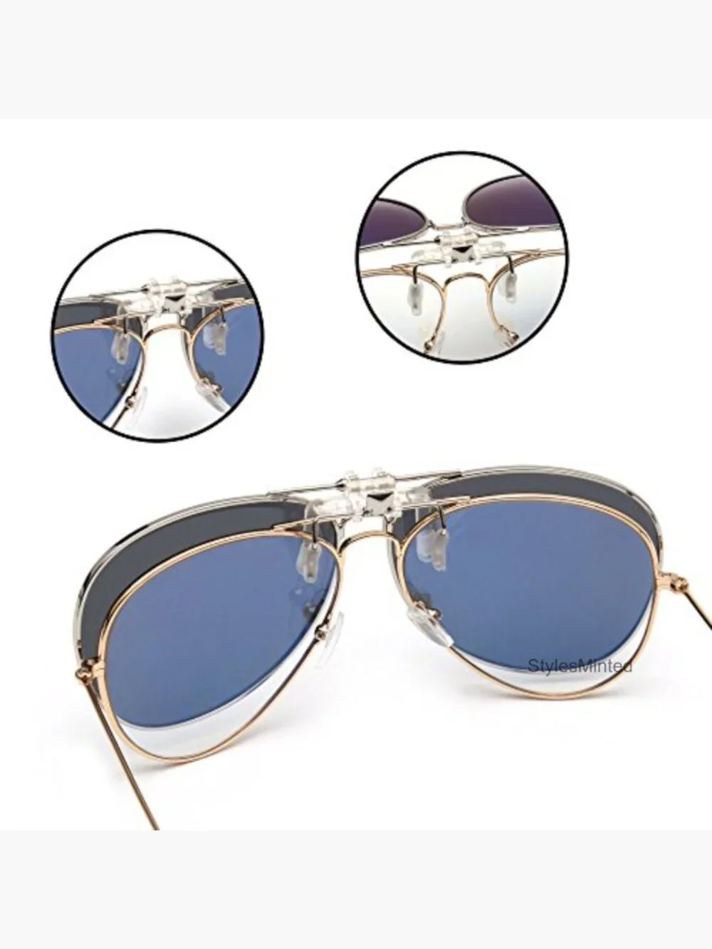 Retro Clip On Aviator Sunglasses Polarized Flip Up Lenses Driving Eyewear